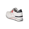 A side view of a white sneaker with navy accents. Produktbild-Vorschau