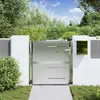 vidaXL Gartentor mit Schloss Silber 85 x 97 cm Edelstahl Produktbild-Vorschau 3