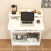 A white wall-mounted desk with a laptop, coffee, and books. Podgląd zdjęcia produktu