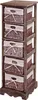 A tall, narrow wooden cabinet with five woven baskets for storage, shown against a white background. Produktbild-Vorschau