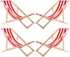 Four red and white striped deck chairs arranged in a square formation on a white background. Produktbild-Vorschau