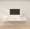 A white wall-mounted TV cabinet with a television mounted above it, in a minimalist room setting. Anteprima dell’immagine prodotto