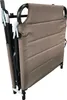 A folded brown garden lounger with a metal frame. Produktbild-Vorschau