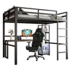 A loft bed with a desk and shelves underneath, set up in a room. Anteprima dell’immagine prodotto