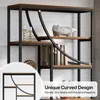 A close-up view of a tall, multi-shelf bookshelf with a unique curved design element. Voir les images du produit