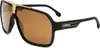 A pair of black Carrera sunglasses with gold accents and brown lenses, shown from a side angle against a white background. Produktbild-Vorschau