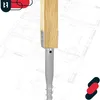 A wooden post attached to a metal screw-in ground anchor, set against a blueprint background. Produktbild-Vorschau