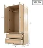 Kledingkast, 70x55x170 cm, in houtkleur, met dubbele deuren Productafbeelding-voorbeeld 2