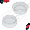 Two transparent microwave covers are shown on top of architectural blueprints. Podgląd zdjęcia produktu