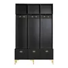 A black hall tree with gold accents and legs, shown against a white background. Anteprima dell’immagine prodotto
