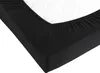 A close-up view of a black fitted sheet on a mattress. Produktbild-Vorschau
