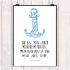Mr. & Mrs. Panda Bild Anker Blau DIN A0 - Weiß - Geschenk, Produktbild-Vorschau 2
