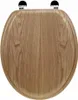 A top-down view of a wooden toilet seat. Anteprima dell’immagine prodotto