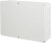 A plain white electrical junction box with multiple conduit entry points on the side. Produktbild-Vorschau
