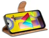 A book-style phone case with a smartphone inside, displaying a colorful abstract wallpaper. Náhľad obrázku produktu