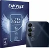 A product package for screen protectors is shown next to a smartphone with camera lens protectors applied. Produktbild-Vorschau