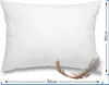 A white pillow with a feather next to it, with dimensions indicated. Náhľad obrázku produktu