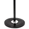The base of a black stand with a silver accent ring. Produktbild-Vorschau