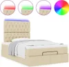 vidaXL Letto ottomano con materasso e LED in tessuto crema Anteprima dell’immagine prodotto 5