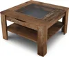 A square coffee table with a glass insert and a shelf underneath, presented against a white background. Náhled obrázku produktu