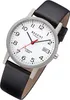 A close-up studio shot of a men's wristwatch with a black leather strap. Produktbild-Vorschau