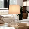 Tischleuchte Weiß H: 34 cm klein E27 Stoff Metall Modern Produktbild-Vorschau 1