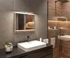 A modern bathroom with a sink, mirror, and shower. Produktbild-Vorschau