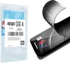 A product package and a smartphone with a screen protector being applied. Produktbild-Vorschau