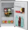 An open compact refrigerator filled with various food and drink items. Produktbild-Vorschau