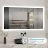 LED Badspiegel 100×60cm mit Uhr Touch Beschlagfrei Kaltweiß Produktbild-Vorschau 3