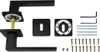 A set of black door handles and their associated hardware are laid out on a white background. Produktbild-Vorschau