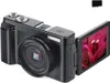 A black digital camera with its screen flipped open, displaying a close-up of a pink flower. Náhľad obrázku produktu