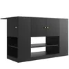 A black kitchen island with cabinets and shelves. Podgląd zdjęcia produktu