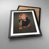 Gerahmtes Poster - Schwarzer Rahmen - Frau Katze Blumen - Produktbild-Vorschau 3