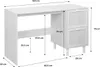 A diagram of a white desk with dimensions indicated by lines and numbers. Anteprima dell’immagine prodotto