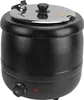 A black soup kettle warmer with a silver lid. Náhled obrázku produktu