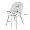 A white chair with dimensions indicated by lines and text. Náhled obrázku produktu
