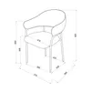 A technical drawing of a chair with dimensions indicated. Podgląd zdjęcia produktu
