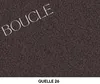 A close-up of a textured brown fabric with the word 'BOUCLE' printed diagonally across it in white letters. Below the fabric, the text 'QUELLE 26' is visible. Náhľad obrázku produktu