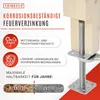 Marketing image showing a galvanized post base with descriptive text and icons highlighting its features. Produktbild-Vorschau