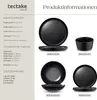 Product information and dimensions for a dinnerware set. Produktbild-Vorschau