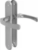 A silver door handle with a plate and two levers, shown against a white background. Produktbild-Vorschau