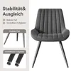 A product image showcasing a gray chair with text and diagrams highlighting its stability and adjustable feet. Voir les images du produit
