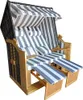XL Strandkorb Volllieger Liegekorb Binz 302 Natur Grau Weiß Produktbild-Vorschau 1