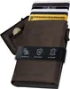 A brown leather cardholder with cards and a coin visible. Produktbild-Vorschau