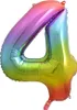 Balon foliowy XL numer 4 kolorowa tęcza 85 cm Podgląd zdjęcia produktu 1