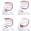 A collage of four close-up images showing the headrest of a white and red office chair from different angles. Anteprima dell’immagine prodotto