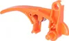 A close-up studio shot of an orange plastic gas lever for a lawnmower. Produktbild-Vorschau