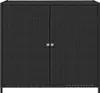 A black poly rattan garden cabinet with two doors and two silver handles. Anteprima dell’immagine prodotto