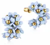 LUISIA® Halb Creolen Ohrstecker "Mia" mit Blüten | Hellblau Produktbild-Vorschau 1